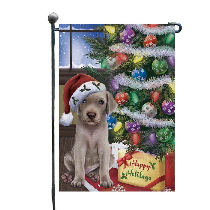 Christmas Tree with Presents Weimaraner Dog Garden Flags Outdoor Decor for Homes and Gardens Double Sided Garden Yard Spring Decorative Vertical Home Flags Garden Porch Lawn Flag for Decorations