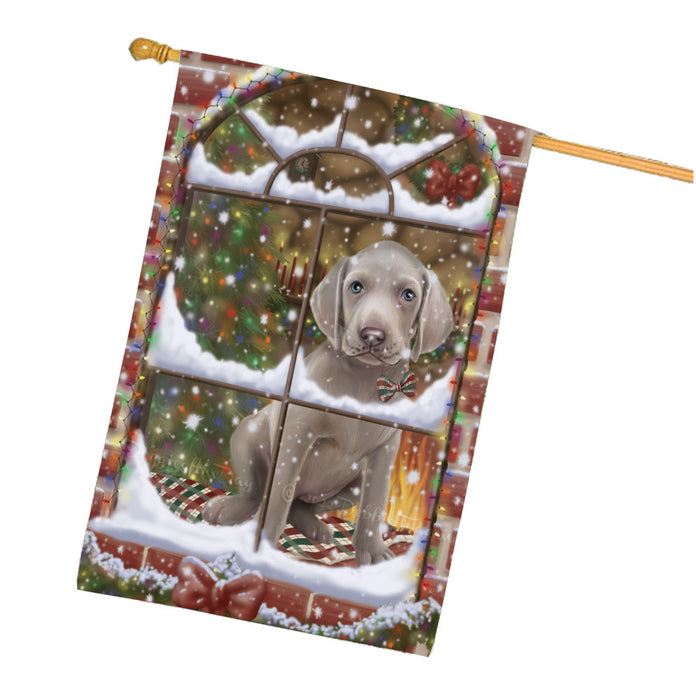 Please come Home for Christmas Weimaraner Dog House Flag Outdoor Decorative Double Sided Pet Portrait Weather Resistant Premium Quality Animal Printed Home Decorative Flags 100% Polyester FLG68023