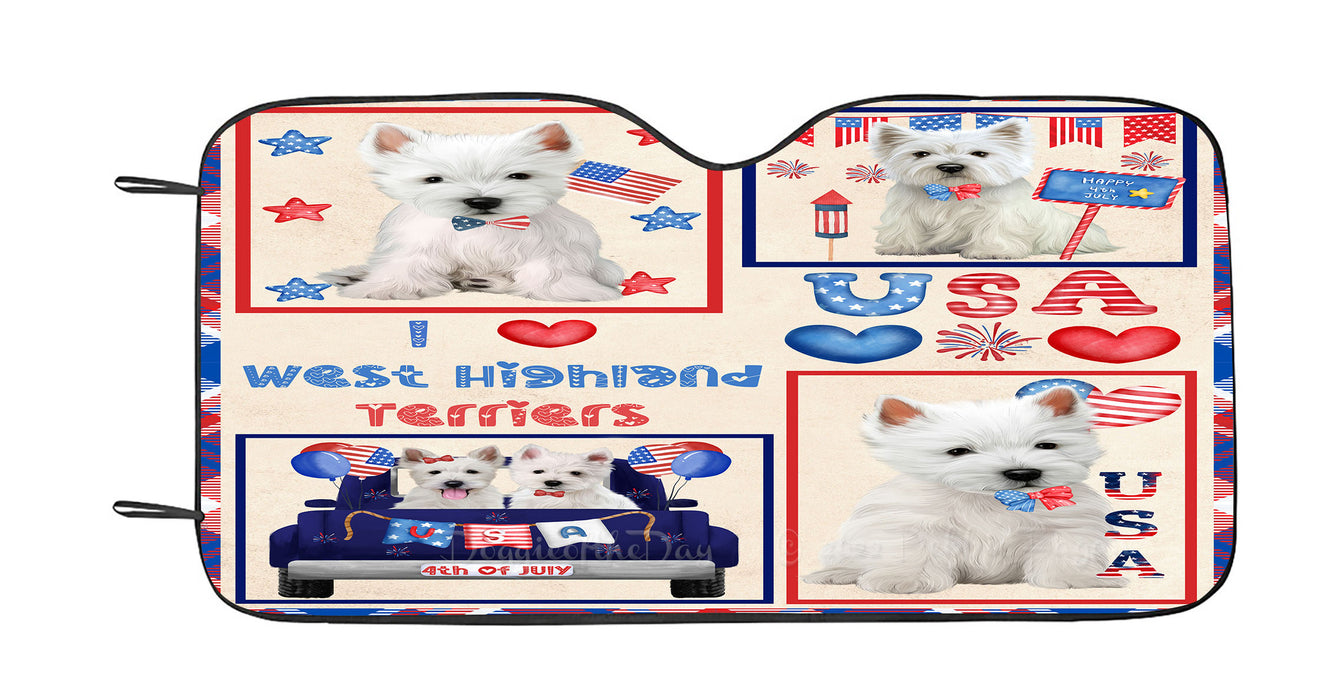 4th of July Independence Day I Love USA West Highland Terrier Dogs Car Sun Shade Cover Curtain