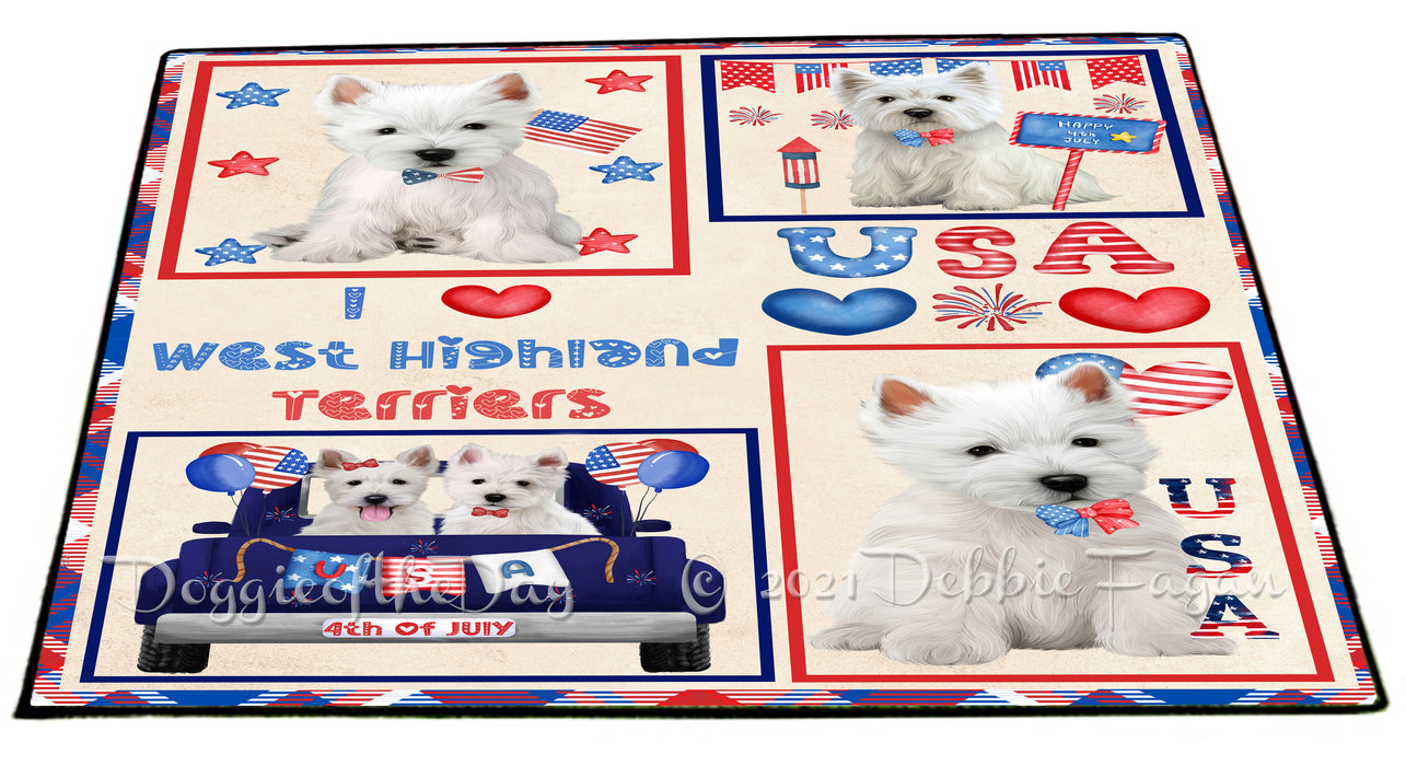 4th of July Independence Day I Love USA West Highland Terrier Dogs Floormat FLMS56368 Floormat FLMS56368