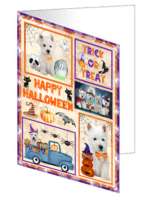 Happy Halloween Trick or Treat West Highland Terrier Dogs Handmade Artwork Assorted Pets Greeting Cards and Note Cards with Envelopes for All Occasions and Holiday Seasons GCD76658