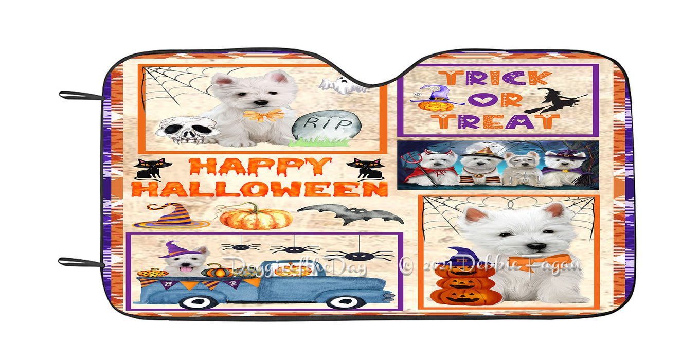 Happy Halloween Trick or Treat West Highland Terrier Dogs Car Sun Shade Cover Curtain