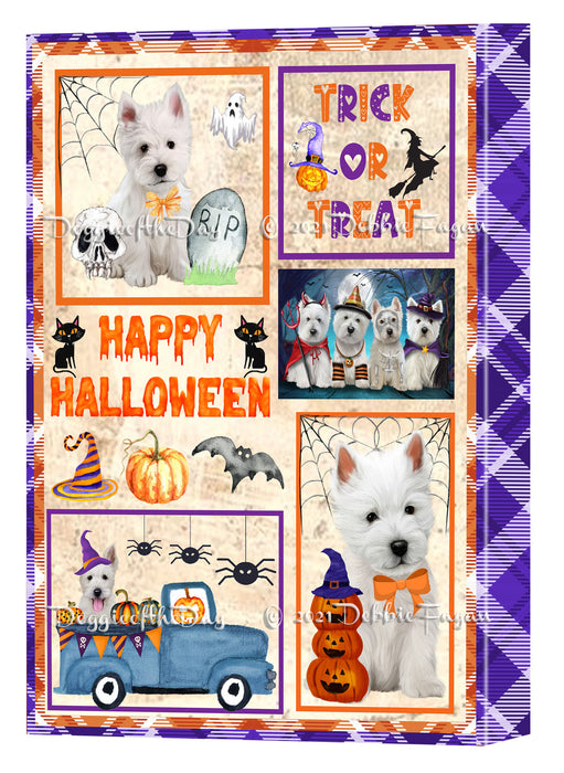 Happy Halloween Trick or Treat West Highland Terrier Dogs Canvas Wall Art Decor - Premium Quality Canvas Wall Art for Living Room Bedroom Home Office Decor Ready to Hang CVS150992
