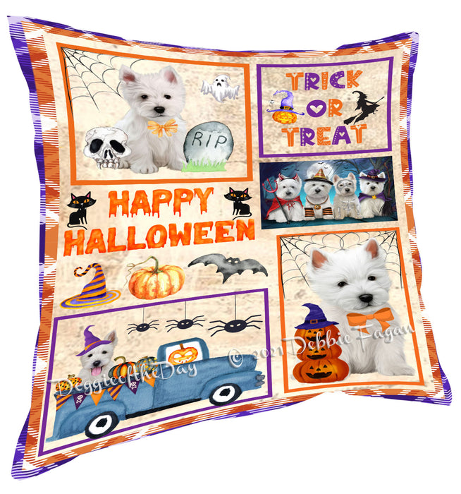 Happy Halloween Trick or Treat West Highland Terrier Dogs Pillow with Top Quality High-Resolution Images - Ultra Soft Pet Pillows for Sleeping - Reversible & Comfort - Ideal Gift for Dog Lover - Cushion for Sofa Couch Bed - 100% Polyester