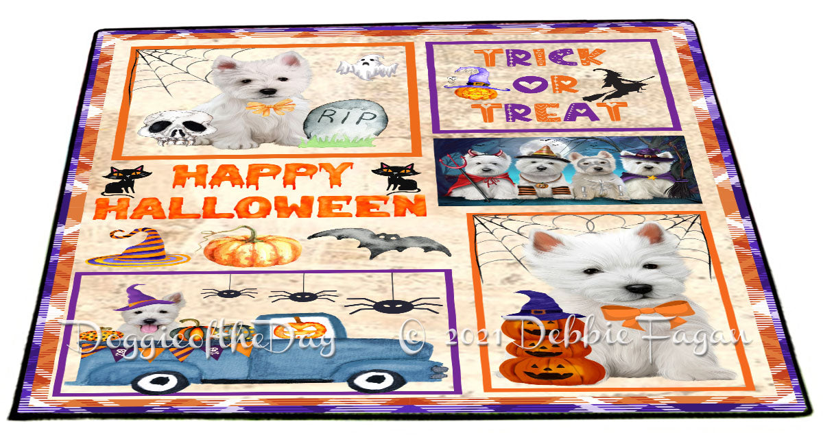 Happy Halloween Trick or Treat West Highland Terrier Dogs Indoor/Outdoor Welcome Floormat - Premium Quality Washable Anti-Slip Doormat Rug FLMS58255