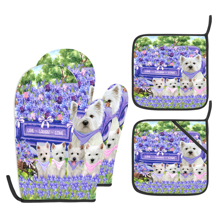 West Highland Terrier Oven Mitts and Pot Holder Set: Explore a Variety of Designs, Custom, Personalized, Kitchen Gloves for Cooking with Potholders, Gift for Dog Lovers