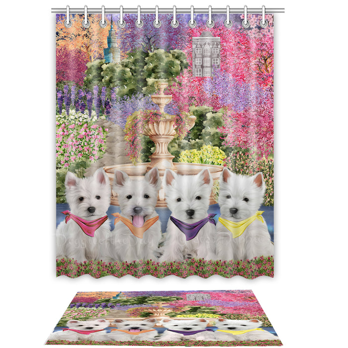 West Highland Terrier Shower Curtain & Bath Mat Set - Explore a Variety of Custom Designs - Personalized Curtains with hooks and Rug for Bathroom Decor - Dog Gift for Pet Lovers