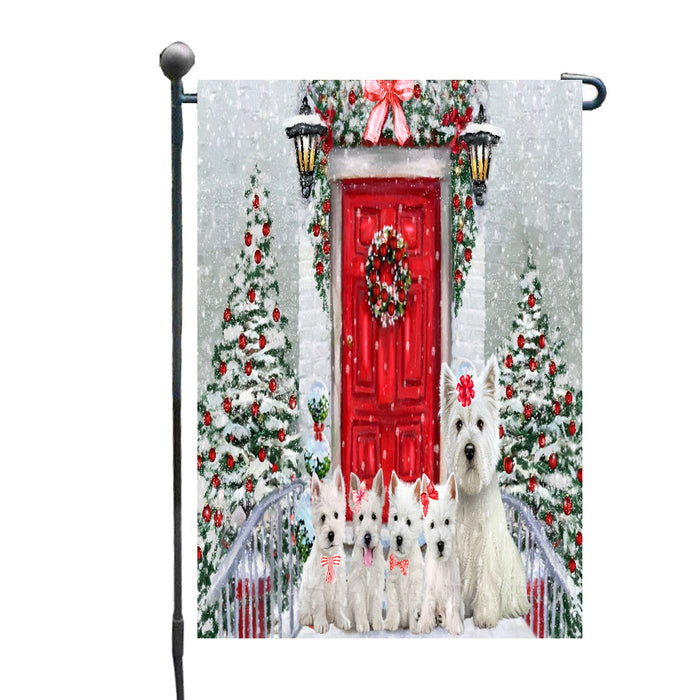 Christmas Holiday Welcome West Highland Terrier Dogs Garden Flags- Outdoor Double Sided Garden Yard Porch Lawn Spring Decorative Vertical Home Flags 12 1/2"w x 18"h