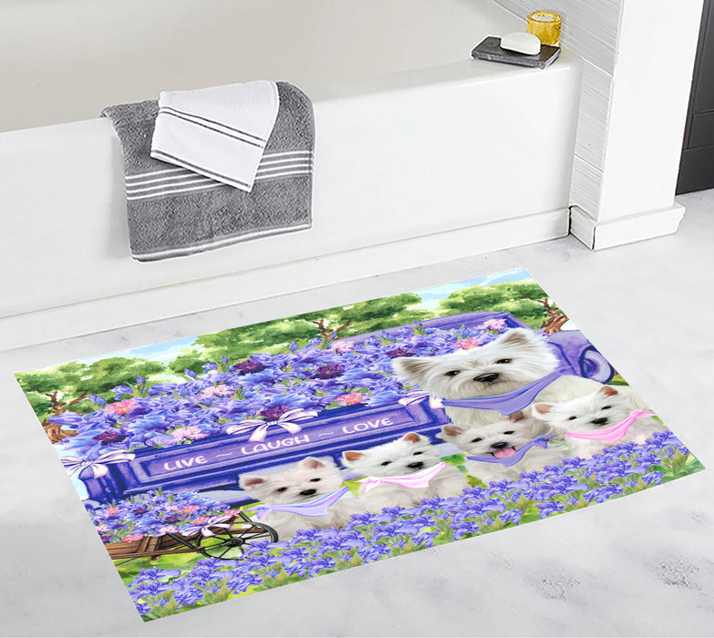 West Highland Terrier Personalized Bath Mat, Explore a Variety of Custom Designs, Anti-Slip Bathroom Rug Mats, Pet and Dog Lovers Gift