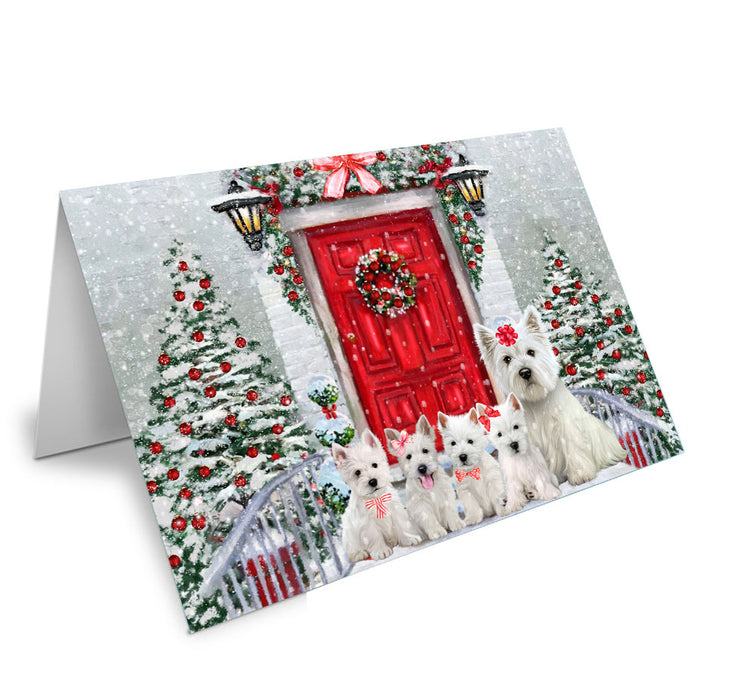Christmas Holiday Welcome West Highland Terrier Dog Handmade Artwork Assorted Pets Greeting Cards and Note Cards with Envelopes for All Occasions and Holiday Seasons