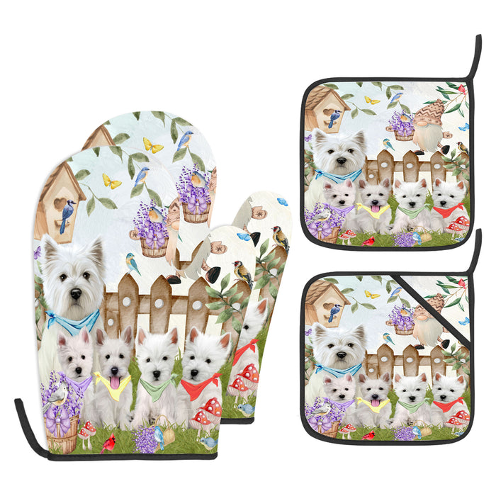 West Highland Terrier Oven Mitts and Pot Holder Set: Explore a Variety of Designs, Personalized, Potholders with Kitchen Gloves for Cooking, Custom, Halloween Gifts for Dog Mom