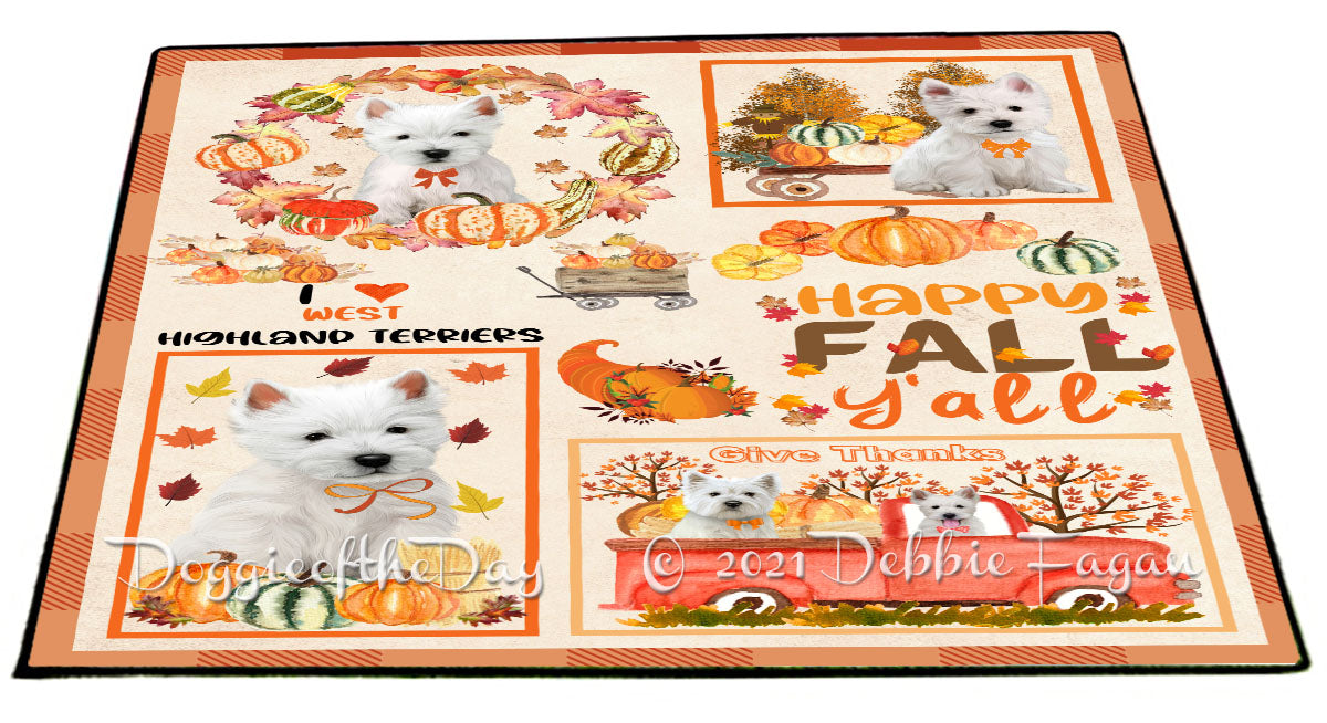 Happy Fall Y'all Pumpkin West Highland Terrier Dogs Indoor/Outdoor Welcome Floormat - Premium Quality Washable Anti-Slip Doormat Rug FLMS58795
