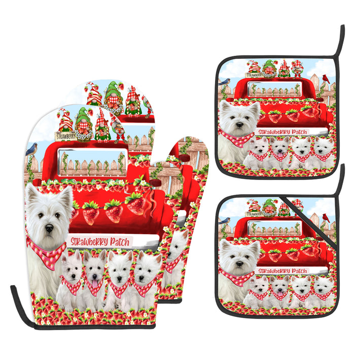 West Highland Terrier Oven Mitts and Pot Holder, Explore a Variety of Designs, Custom, Kitchen Gloves for Cooking with Potholders, Personalized, Dog and Pet Lovers Gift