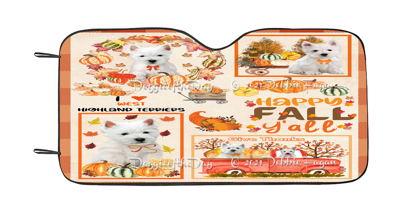 Happy Fall Y'all Pumpkin West Highland Terrier Dogs Car Sun Shade Cover Curtain