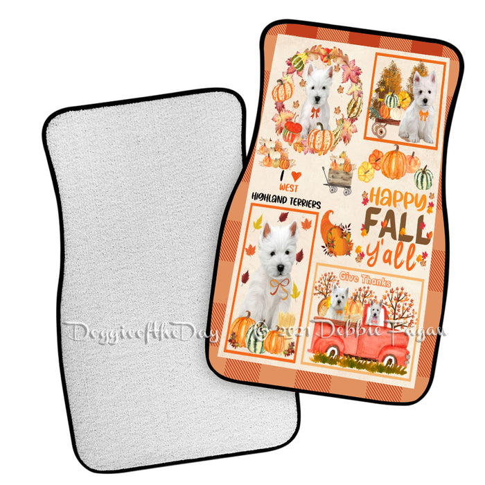 Happy Fall Y'all Pumpkin West Highland Terrier Dogs Polyester Anti-Slip Vehicle Carpet Car Floor Mats CFM49357