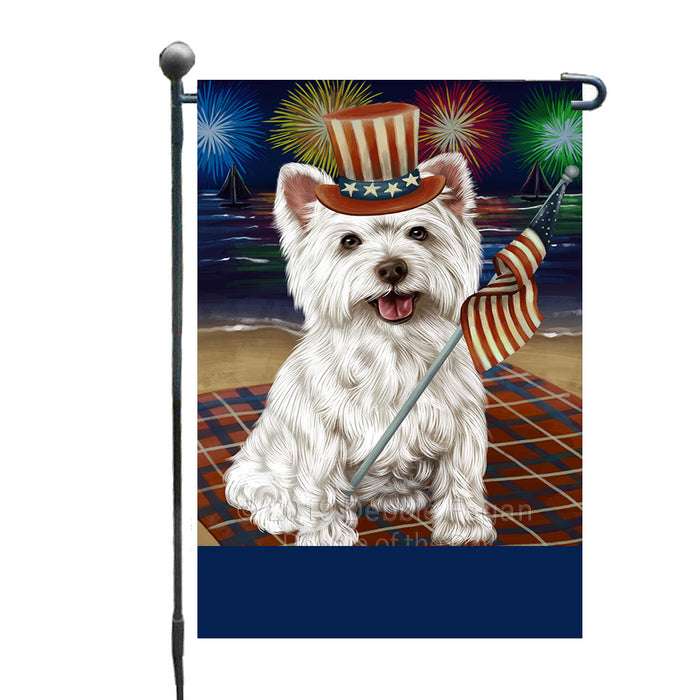 Personalized 4th of July Firework West Highland Terrier Dog Custom Garden Flags GFLG-DOTD-A58155
