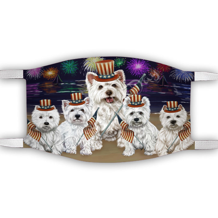 4th of July Independence Day West Highland Terrier Dogs Face Mask FM49454