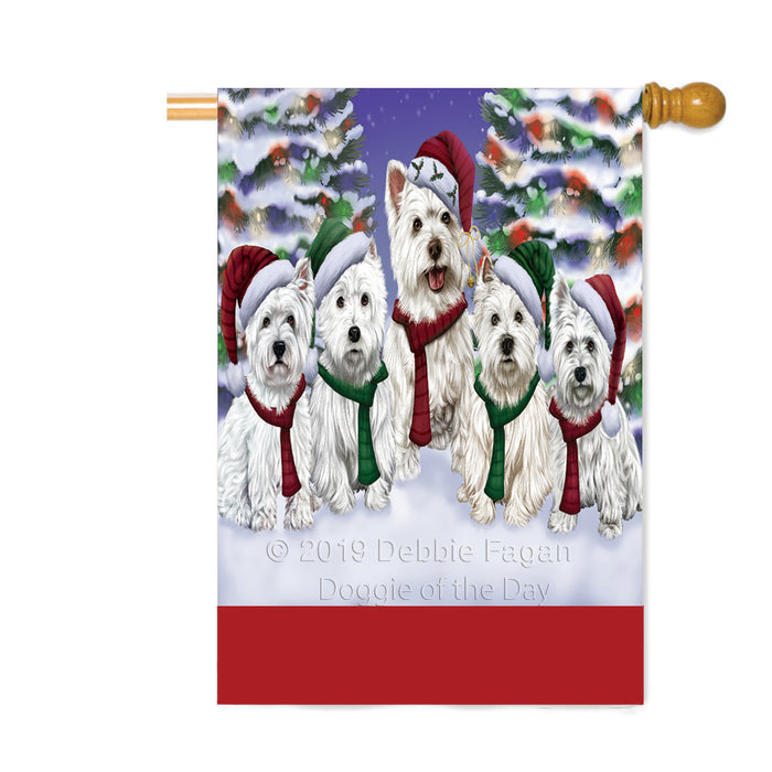 Personalized Christmas Happy Holidays West Highland Terrier Dogs Family Portraits Custom House Flag FLG-DOTD-A59215