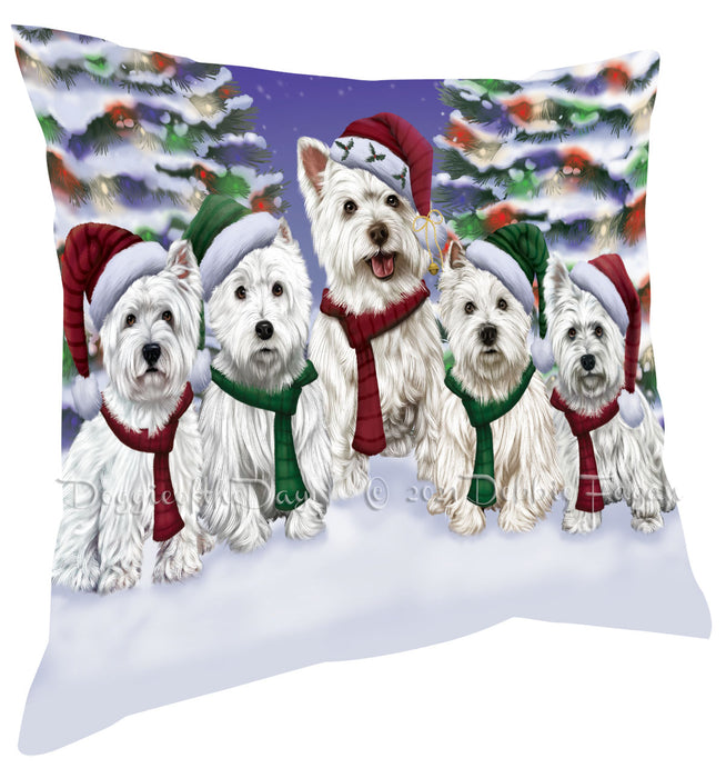Christmas Family Portrait West Highland Terrier Dog Pillow with Top Quality High-Resolution Images - Ultra Soft Pet Pillows for Sleeping - Reversible & Comfort - Ideal Gift for Dog Lover - Cushion for Sofa Couch Bed - 100% Polyester