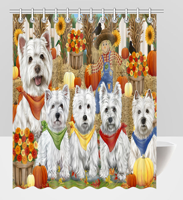 Fall Festive Harvest Time Gathering West Highland Terrier Dogs Shower Curtain