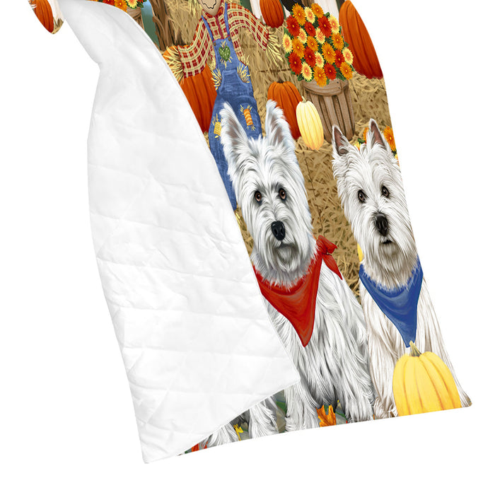 Fall Festive Harvest Time Gathering West Highland Terrier Dogs Quilt
