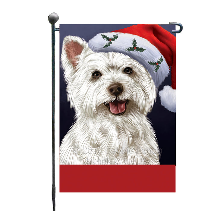 Personalized Christmas Holidays West Highland Terrier Dog Wearing Santa Hat Portrait Head Custom Garden Flags GFLG-DOTD-A59867