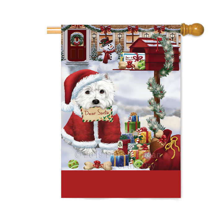 Personalized Happy Holidays Mailbox West Highland Terrier Dog Christmas Custom House Flag FLG-DOTD-A60037
