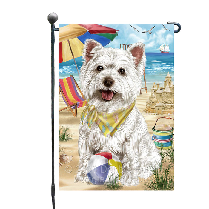 Pet Friendly Beach West Highland Terrier Dog Garden Flags Outdoor Decor for Homes and Gardens Double Sided Garden Yard Spring Decorative Vertical Home Flags Garden Porch Lawn Flag for Decorations GFLG67793