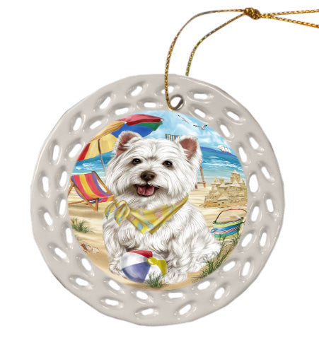 Pet Friendly Beach West Highland Terrier Dog Doily Ornament DPOR58582