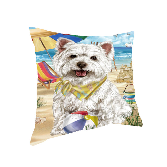 Pet Friendly Beach West Highland Terrier Dog Pillow with Top Quality High-Resolution Images - Ultra Soft Pet Pillows for Sleeping - Reversible & Comfort - Ideal Gift for Dog Lover - Cushion for Sofa Couch Bed - 100% Polyester, PILA91729