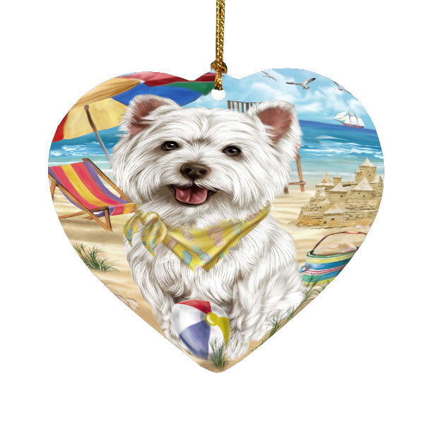 Pet Friendly Beach West Highland Terrier Dog  Heart Christmas Ornament HPORA58931