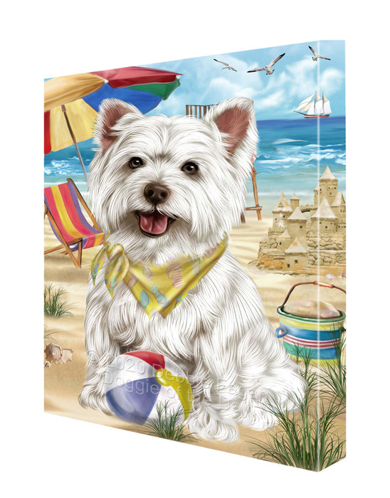 Pet Friendly Beach West Highland Terrier Dog Canvas Wall Art - Premium Quality Ready to Hang Room Decor Wall Art Canvas - Unique Animal Printed Digital Painting for Decoration CVS176