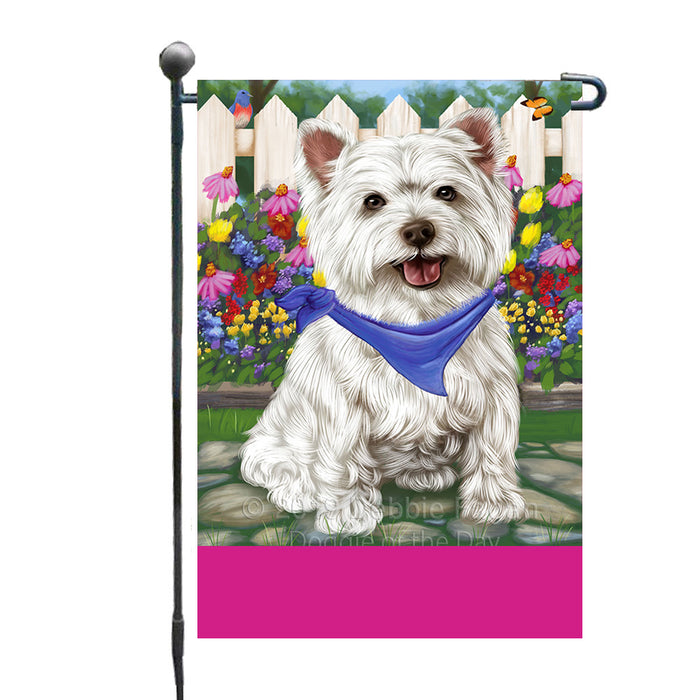 Personalized Spring Floral West Highland Terrier Dog Custom Garden Flags GFLG-DOTD-A63038