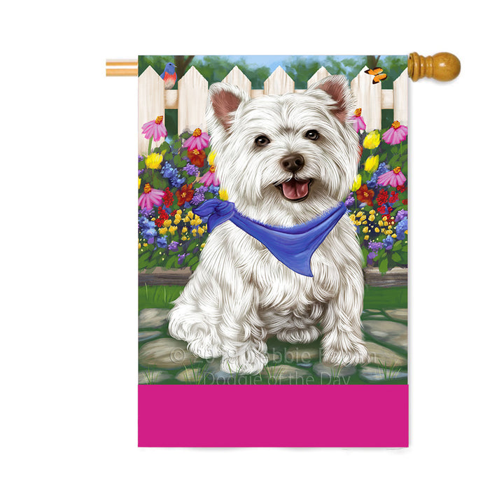 Personalized Spring Floral West Highland Terrier Dog Custom House Flag FLG-DOTD-A63094