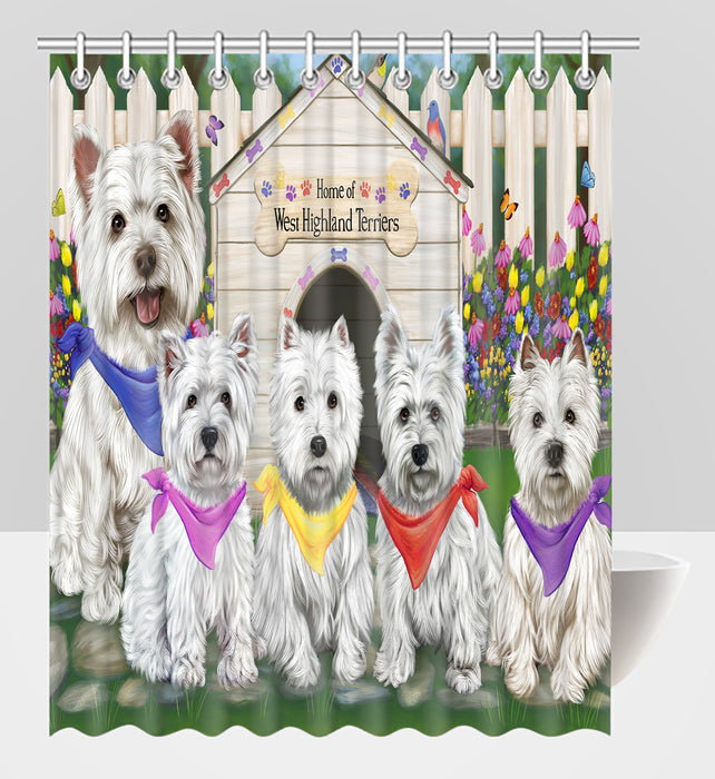 Spring Dog House West Highland Terrier Dogs Shower Curtain
