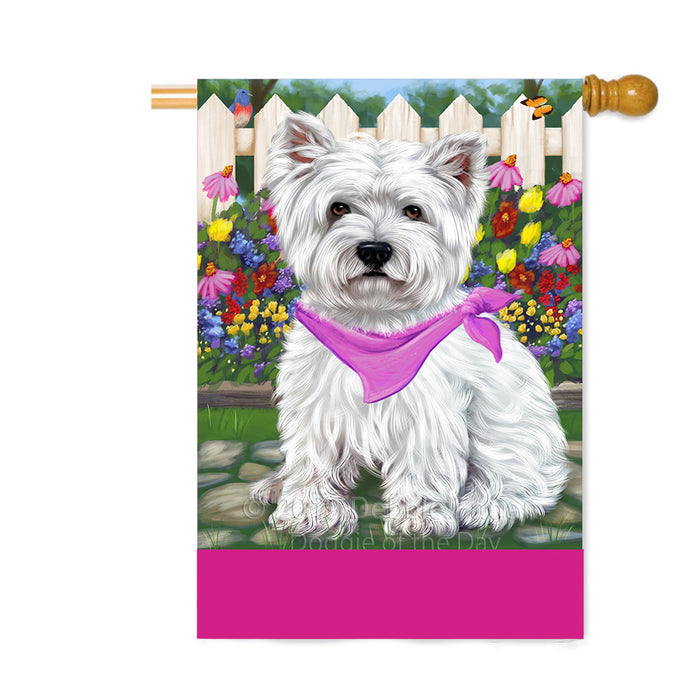 Personalized Spring Floral West Highland Terrier Dog Custom House Flag FLG-DOTD-A63096