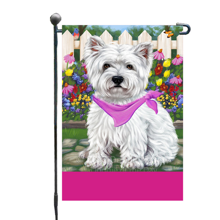 Personalized Spring Floral West Highland Terrier Dog Custom Garden Flags GFLG-DOTD-A63040
