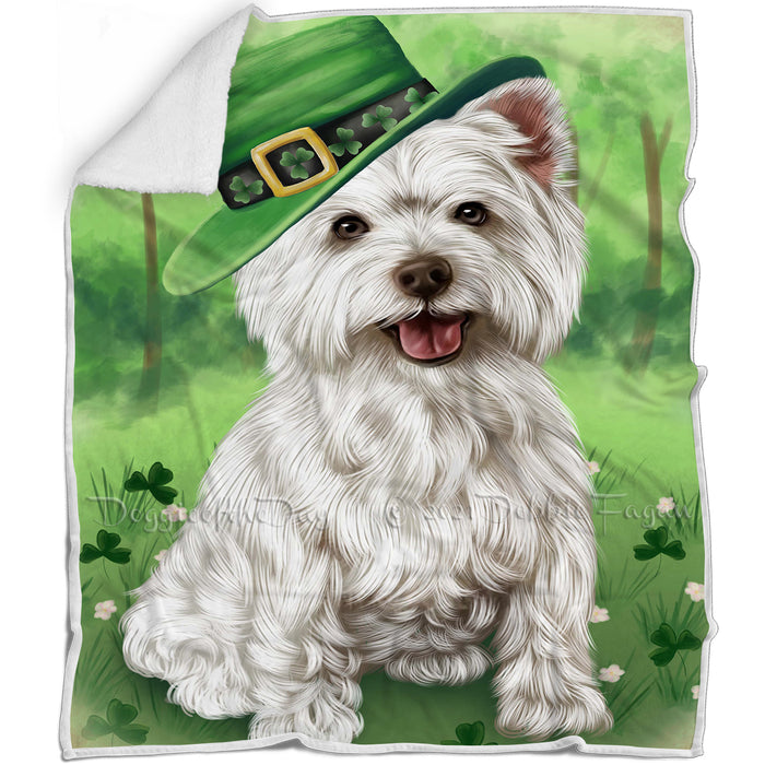 St. Patricks Day Irish Portrait West Highland White Terrier Dog Blanket BLNKT59340