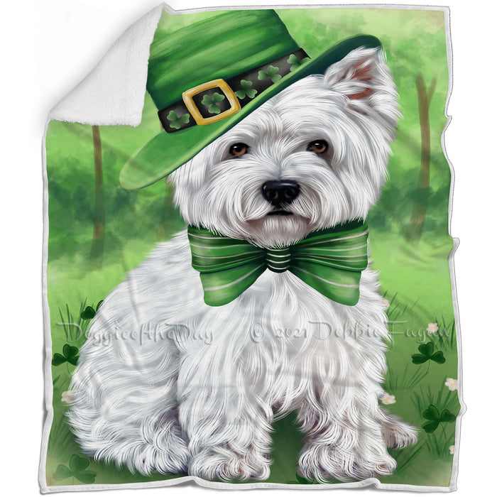 St. Patricks Day Irish Portrait West Highland White Terrier Dog Blanket BLNKT59358