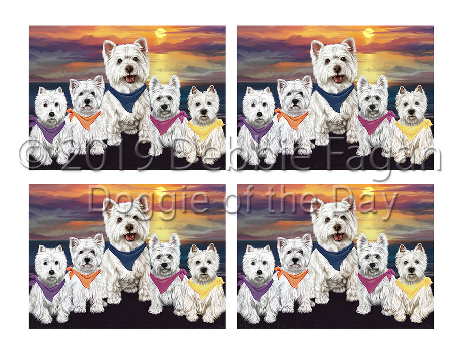 Family Sunset Portrait West Highland Terrier Dogs Placemat