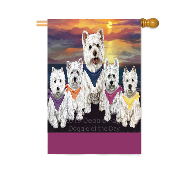 Personalized Family Sunset Portrait West Highland Terrier Dogs Custom House Flag FLG-DOTD-A60698