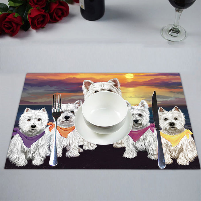 Family Sunset Portrait West Highland Terrier Dogs Placemat