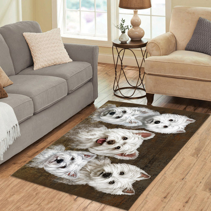 Rustic West Highland Terrier Dogs Area Rug