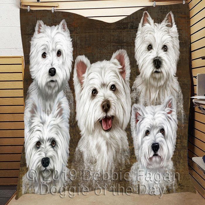 Rustic West Highland Terrier Dogs Quilt