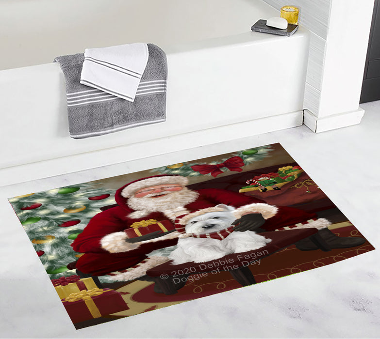 Santa's Christmas Surprise West Highland Terrier Dog Bathroom Rugs with Non Slip Soft Bath Mat for Tub BRUG55651