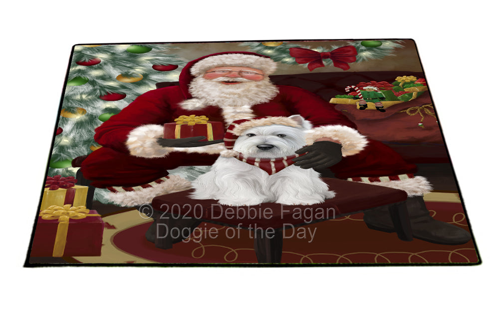 Santa's Christmas Surprise West Highland Terrier Dog Indoor/Outdoor Welcome Floormat - Premium Quality Washable Anti-Slip Doormat Rug FLMS57613