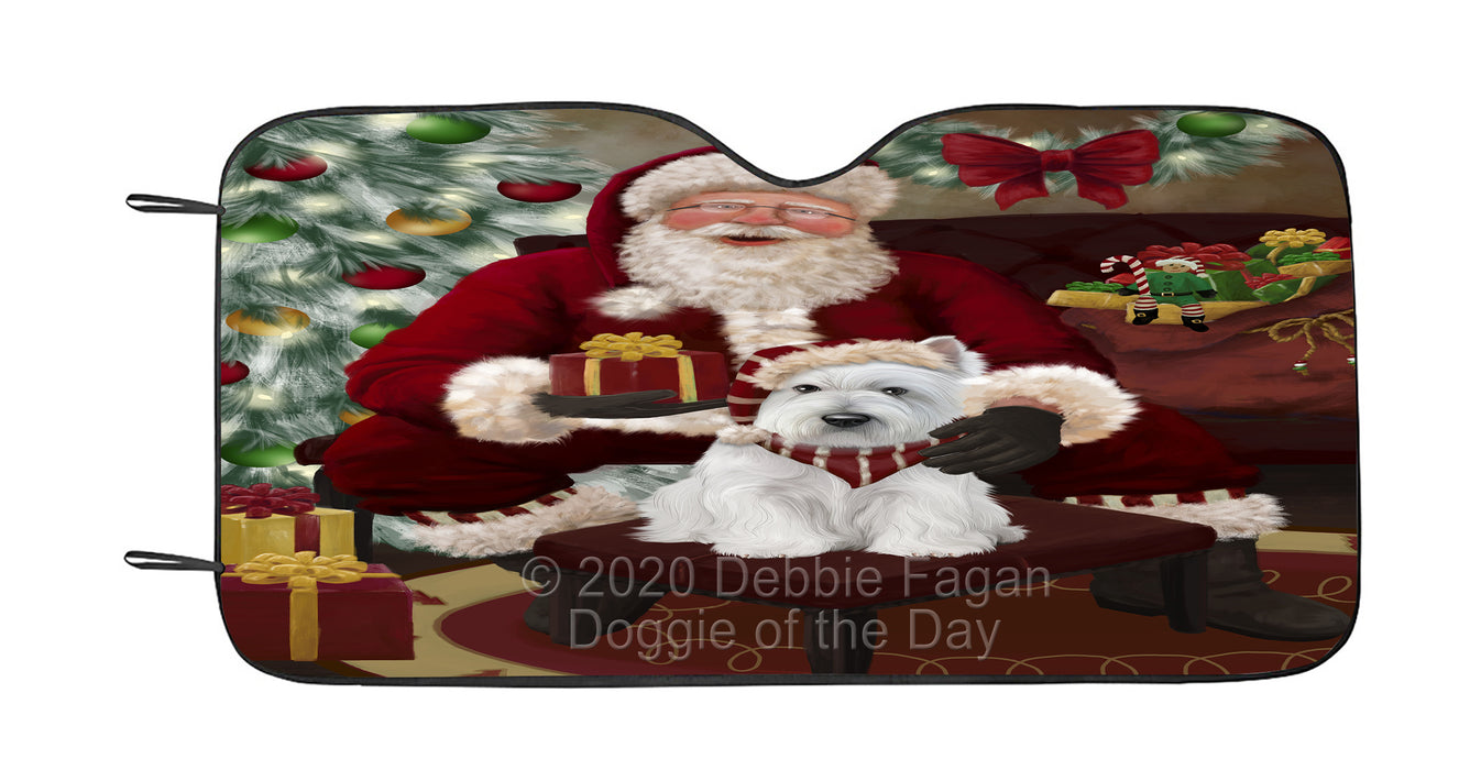 Santa's Christmas Surprise West Highland Terrier Dog Car Sun Shade Cover Curtain