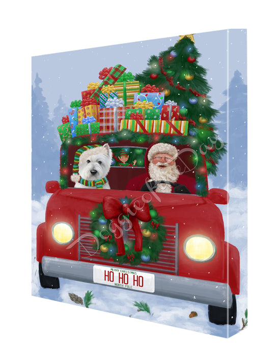 Christmas Honk Honk Here Comes Santa with West Highland Terrier Dog Canvas Print Wall Art Décor CVS147302