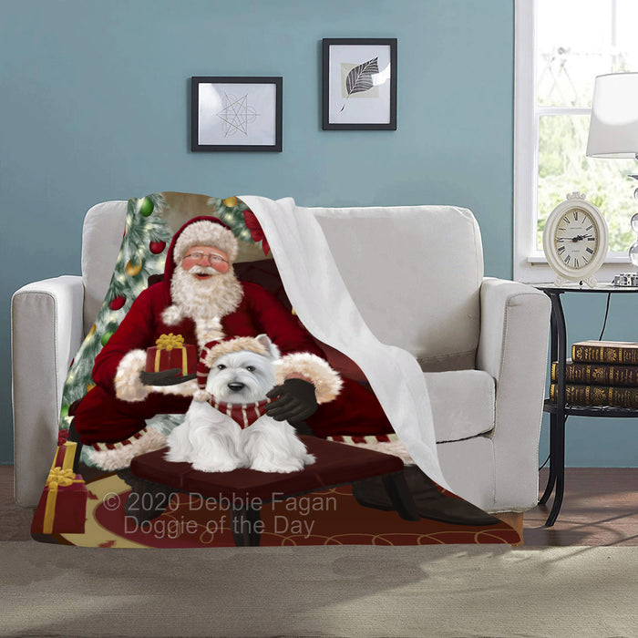 Santa's Christmas Surprise West Highland Terrier Dog Blanket BLNKT142488