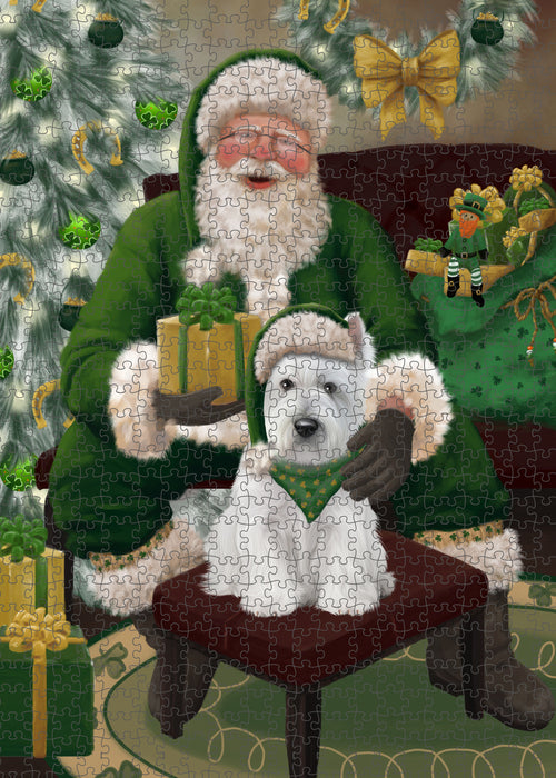 Christmas Irish Santa with Gift and West Highland Terrier Dog Puzzle with Photo Tin PUZL100628